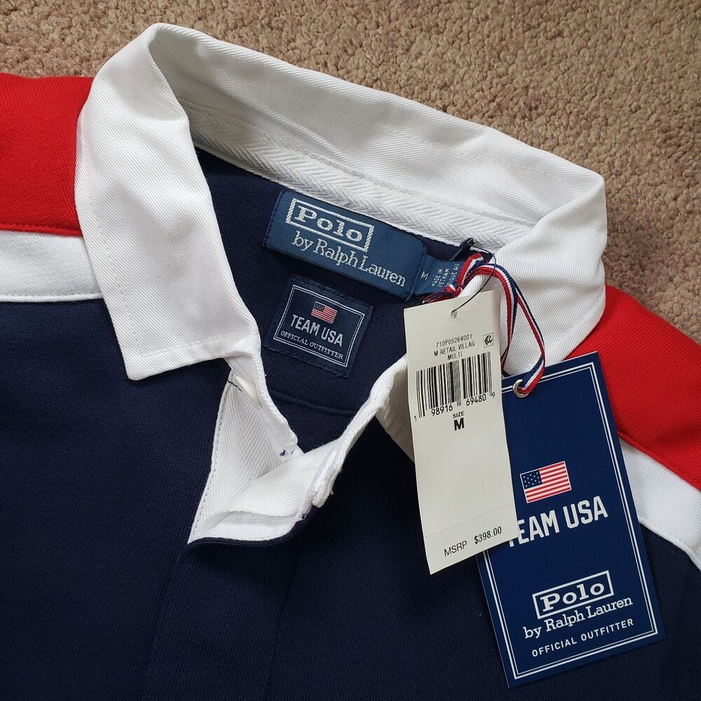 NWT Polo Ralph Lauren Team USA 2026 Sz Medium Mens Heavy Rugby Long Sleeve Shirt - Picture 6 of 9